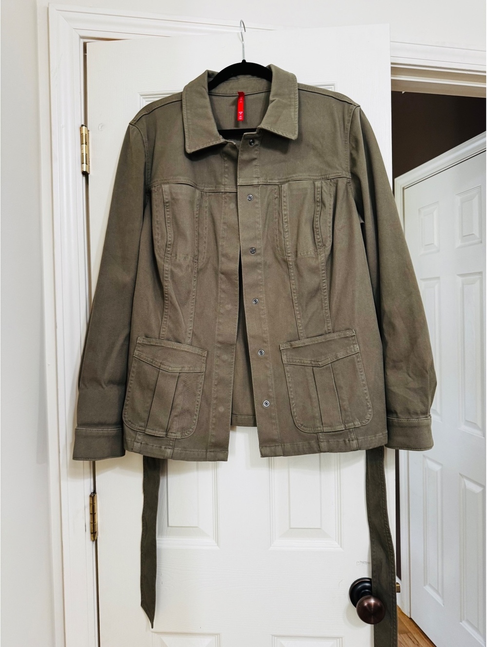 SPANX Women's Olive Green Belted Jacket 1X